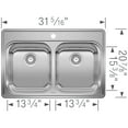 thumbnail image 2 of Évier de Cuisine en Acier Inoxydable à Double Bol 50/50 de 31 Pouces Essential - 1 Trou, 2 of 3