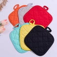 thumbnail image 4 of Square Quilted Pot Holders, 7x7 inch Heat Resistant Cotton Potholders with Hanging Loop, Non-Slip Hot Pads for Kitchen Cooking Baking, Multi Colors, 4 of 9