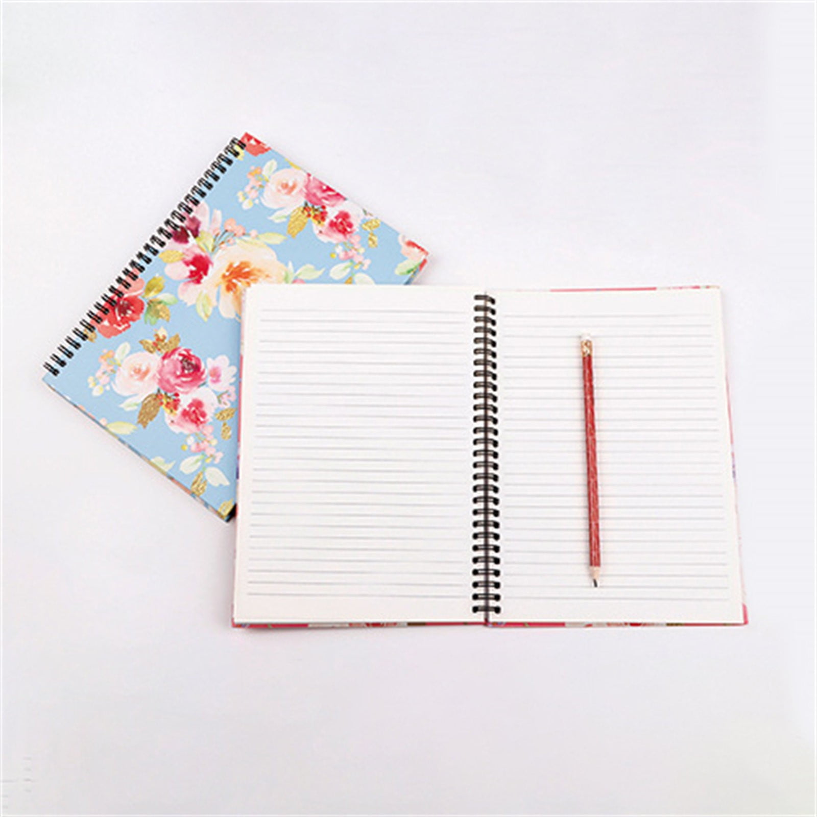 Clearance notebook for recording under $20,Notebook 4 Pcs Thick Flower Design Hardcover 8mm Ruled 4 Color 80 Sheets 160 Pages Journals For Study And Notes 2PC