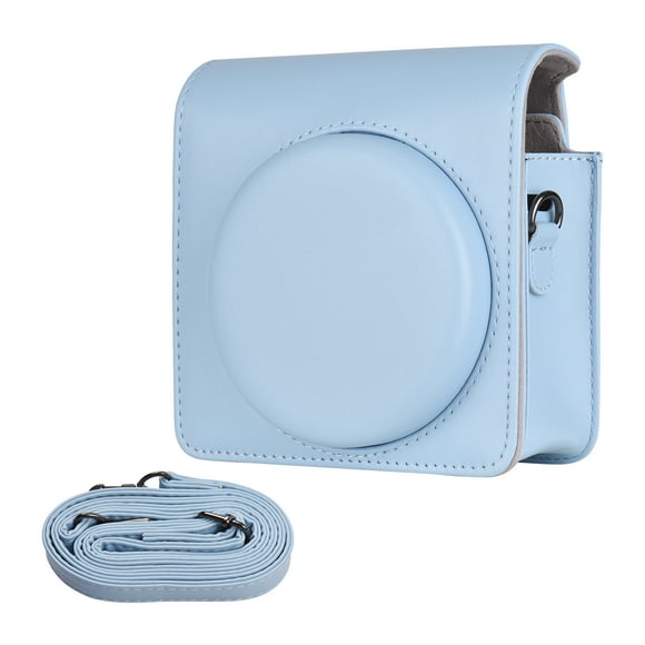 Graflsoa Light Blue PU Leather Camera Bag with Strap for Fujifilm SQUARE SQ1, Compact Design 13.5x14x7cm