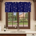 thumbnail image 6 of Christmas Blue Curtain Valances for Windows, Kitchen Valance Window Treatments Panel 2 Pack, Winter Snowflakes Xmas Retro Rod Pocket Short Curtains for Bathroom Bedroom 42 x 12 Inch, 6 of 8