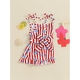 thumbnail image 4 of Suealasg 4th of July Little Girl Cami Jumpsuit 1T 2T 3T 4T 5T Kids Girls Sleeveless Flag Print Spaghetti Strap Romper Shorts Toddler Girls Summer Independence Clothes, 4 of 9