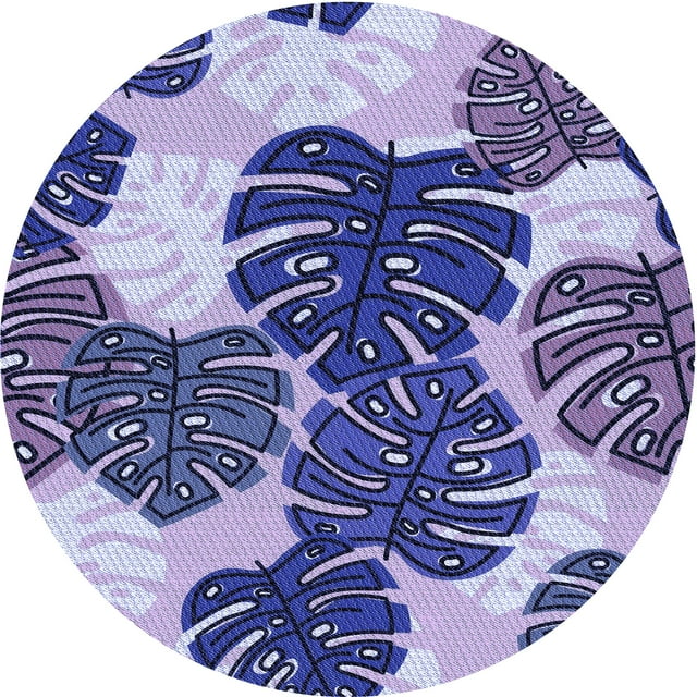Ahgly Company Indoor Round Patterned Mauve Purple Area Rugs, 5' Round