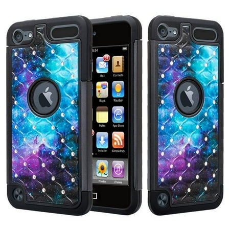Diamond Chrome Case For Ipod 5 iPod Touch 6th Generation Case, iPod Touch 5th Generation Case, Diamond Rhinestone Hard Dual Layer Hybrid Case For Apple iPod Touch 6th 5th Gen case cover - Cosmo ()