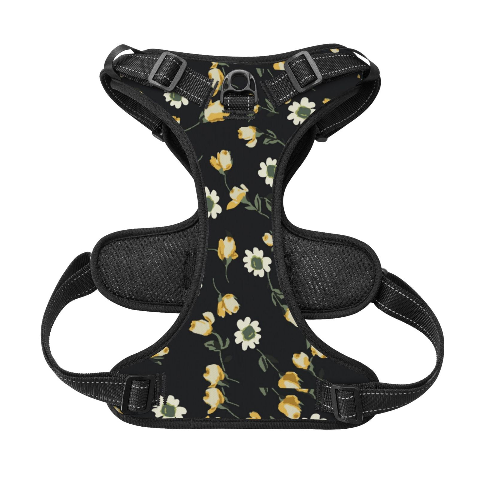 Kdxio Daisy Print No Pull Dog Harness Adjustable Reflective Oxford Easy Control Medium Large Dog Harness for Training and Everyday-Medium