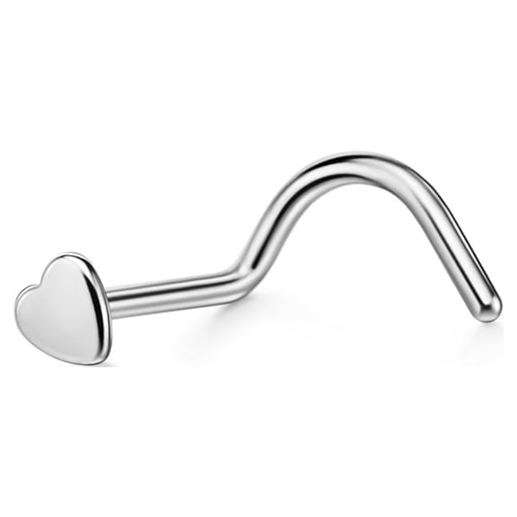 20g Nose Screw Surgical Steel Heart Nose Studs for Women Nose Rings Studs 20 Gauge Nostril Piercing Jewelry Silver