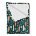 thumbnail image 2 of Beach Theme Soft Flannel Fleece Throw Blanket, Retro Design of Summer Items Hawaiian Tropical, Cozy Plush for Indoor and Outdoor Use, 50" x 60", Teal Salmon, by Ambesonne, 2 of 5