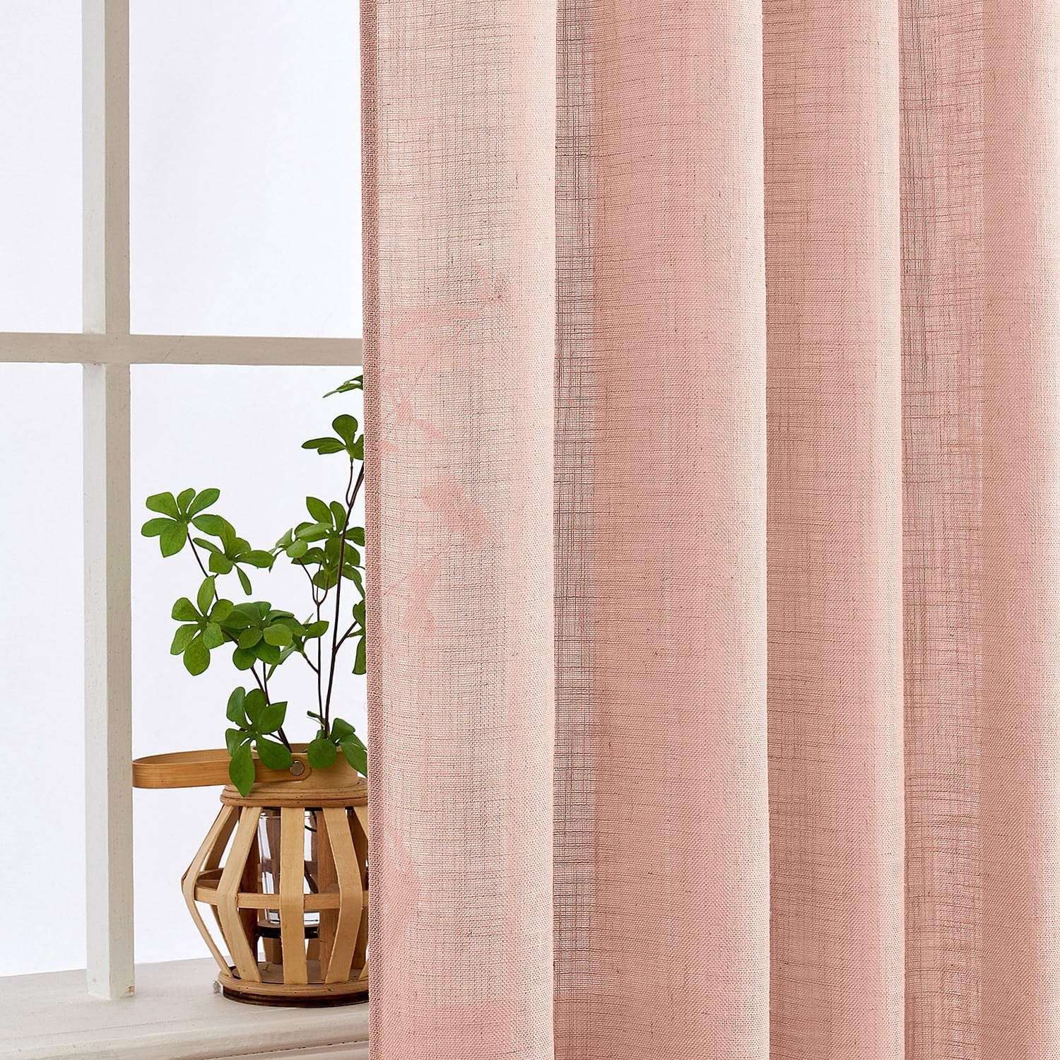 Linen Curtains 84 Inch Length 2 Panels for Bedroom Living Room, Soft Thick Linen Textured Back Tab Window Drapes Semi Sheer Light Filtering Rod Pocket Modern Farmhouse Decor