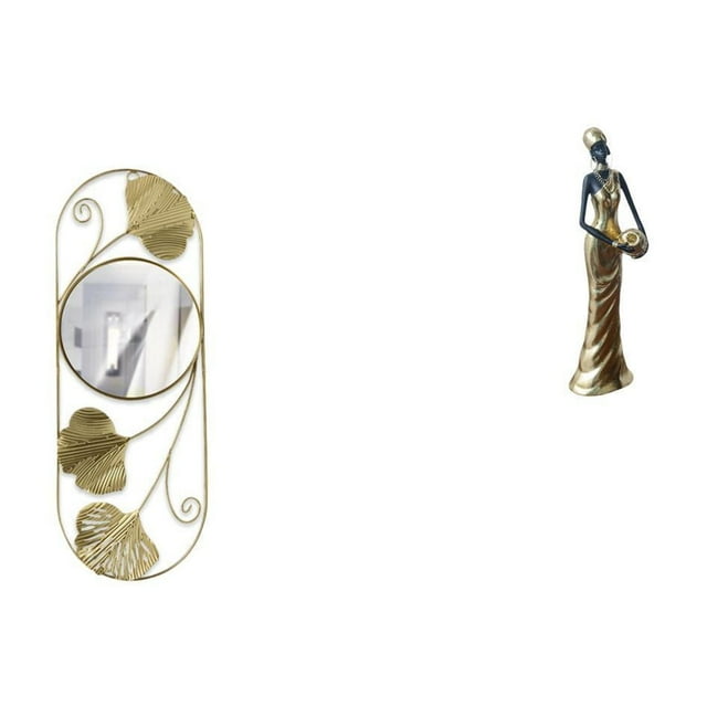 Espejo de pared,Espejo decorativo nórdico para colgar en la pared,Figura de mujer africana,Estatua de dama tribal africana hecha a mano en una cafetería.,Figura de mujer hecha a mano con