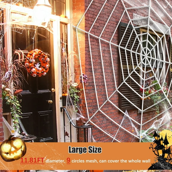 Liwarace Halloween Giant 9 Circles Spider Web Outdoor Party Decor,White
