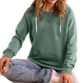 thumbnail image 4 of XPMWRP Women's Athletic Hoodies Trendy V Neck Sweatshirts Long Sleeve Drawstring Solid Color Pullover Fall Winter Casual Loose Fit Sweatshirts Green M, 4 of 4