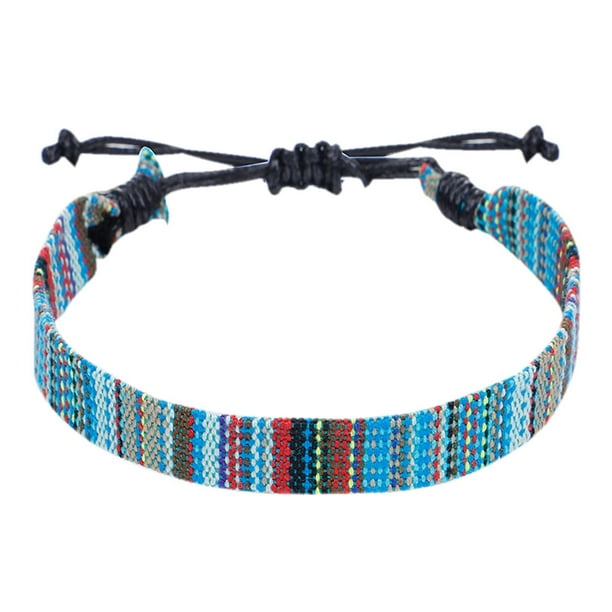 1PC Color Cuerda Tejida Pulsera Ajustable Boho Surfer Pulsera para Hombres Mujeres Cuerda Delgada Cuerda Hecha a Mano Playa Pulsera Colorida Pulsera Bohemia