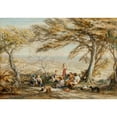 thumbnail image 2 of Samuel Palmer 18x14 Black Ornate Wood Framed Double Matted Museum Art Print Titled - The Rustic Dinner (circa 1853), 2 of 5