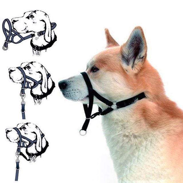 Adjustable Dog Head Collar, Prevent Biting and Barking, Safe and Reliable Control, Training Tool with Towing Rope, for Small to Large Dogs