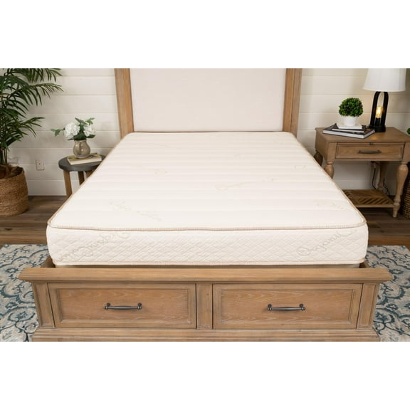 8 Inch 100% Latex Flippable Mattress, No Filler, Green Natural Latex Made in The USA (Queen (U.S. Standard))