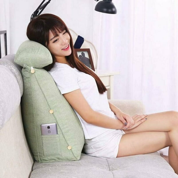Almohada para lectura y television cojin de cuna para el respaldo con bolsillos y ajustables almohada para la espalda triangular almohada para la cama con soporte para el cuello Bodega Aurrera