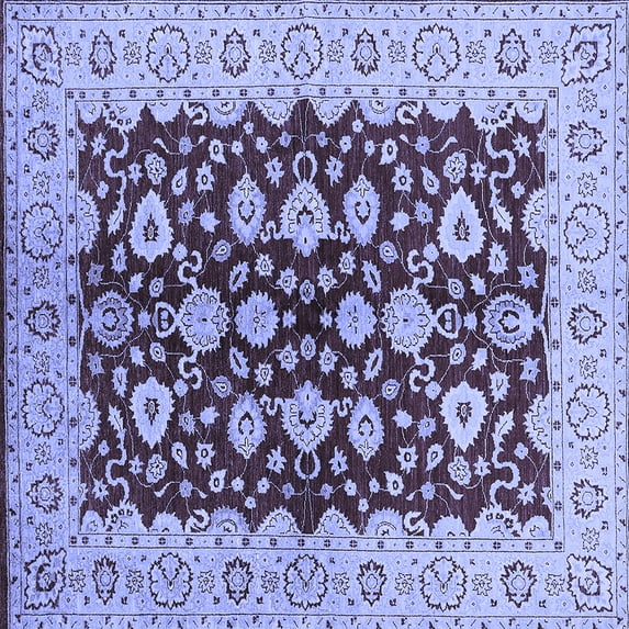 Ahgly Company Machine Washable Indoor Square Oriental Blue Traditional Area Rugs, 7' Square