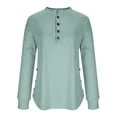 thumbnail image 5 of RongHuan Women's Crew Neck Tshirt Long Sleeve Henley Shirt Loose Fit Casual Tops Button Up Pullover Tees, 5 of 7