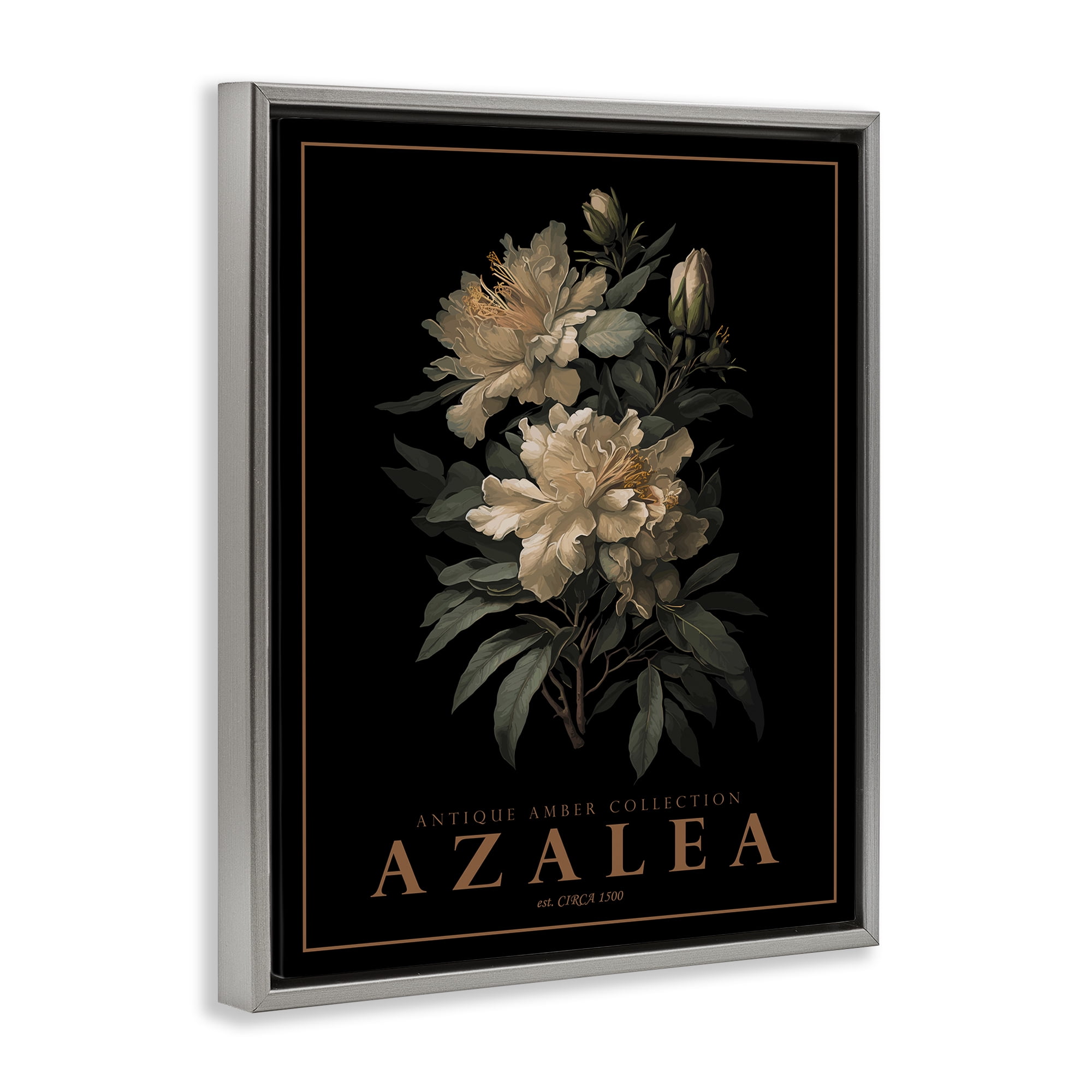 Stupell Industries Antique Azalea Bushel Gray Framed Floater Canvas Wall Art, design by Christopher Giampietro