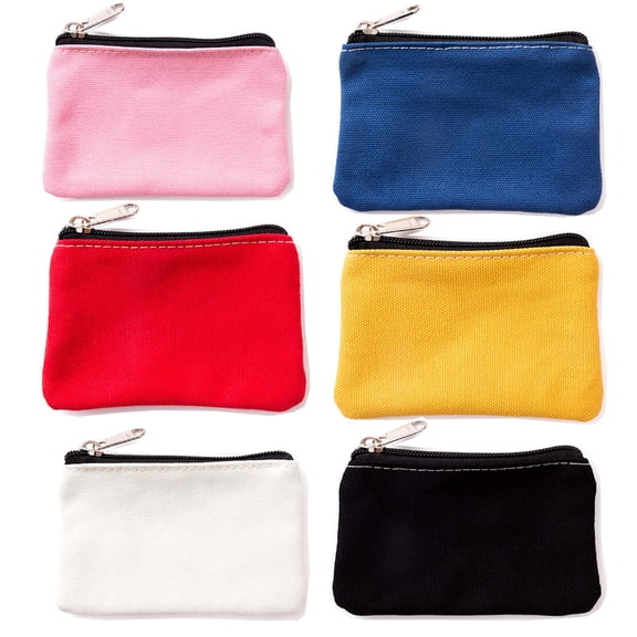 HappyDaily 6 Pack Canvas Makeup Zipper Bags Small 3.1x5.1in Multicolor