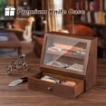 thumbnail image 5 of Knife Display Case, Knife Collection Display Holder with Glass Lid & Drawers (Walnut), 5 of 6