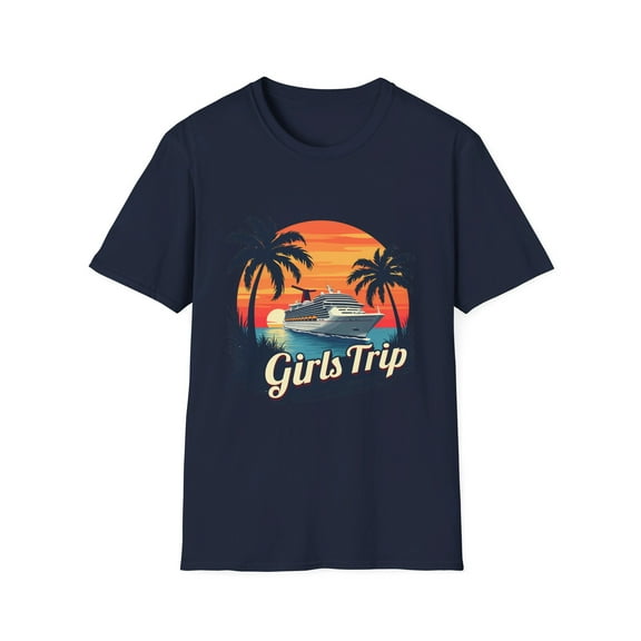 Girls Trip Tropical Sunset Cruise Adventure with Palm Trees T-Shirt