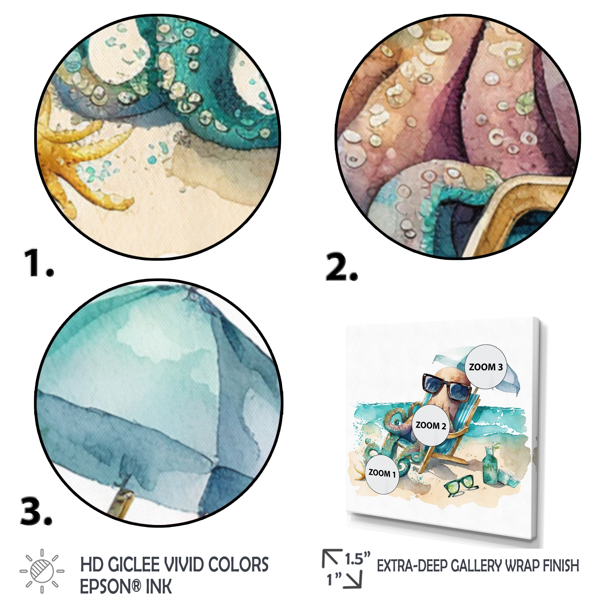Designart Octopus On The Beach I Canvas Wall Art