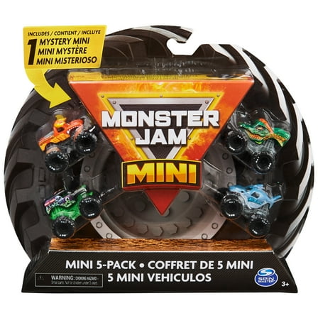 Monster Jam, Official Mini Collectible Monster Trucks 5-Pack with 1 Mystery Truck, 1:87 Scale