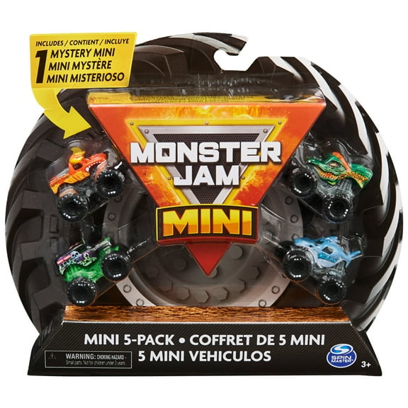 Monster Jam, Official Mini Collectible Monster Trucks 5-Pack with 1 Mystery Truck, 1:87 Scale