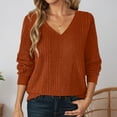 thumbnail image 2 of Cardigan Sweaters for Women, Crewneck Sweater Long Sleeve Knitted Pullover Soft Comfortable Casual For Everyday Wear Versatile Blouse, Women's Sweaters(Brown,L), 2 of 5