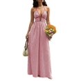 thumbnail image 4 of Women'S Summer Maxi Dress Halter V Neck Beach Dress for Casual Vacation Wear Pink XL, 4 of 9