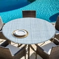 thumbnail image 6 of Misty Blue Rustic Round Tablecloth 36-44 Inch Round Fitted Table Cloth with Elastic Edge, Vintage Farmhouse Blue Solid Color Waterproof Table Cover Protector for Outdoor Picnic Party Dining, 6 of 9