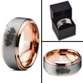 thumbnail image 4 of Tungsten Dia De Los Muertos Day of the Dead Band Ring 8mm Men Women Comfort Fit 18k Rose Gold Step Bevel Edge Brushed Polished, 4 of 4
