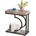 thumbnail image 5 of Fnova Narrow Side Table, C-Shaped Modern End Table with Metal Frame, Small Sofa Side Table for Living Room, Bedside Table for Couch, 5 of 21