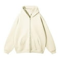 thumbnail image 2 of ZRGHAOYLQ Mens Long Sleeve Hoodies Baggy Lightweight Sweatshirts Big and Tall Casual Hoodie Athletic Full Zip Hooded Sweatshirt Loose Fit Solid Color Hoodies with Pockets Beige L, 2 of 4