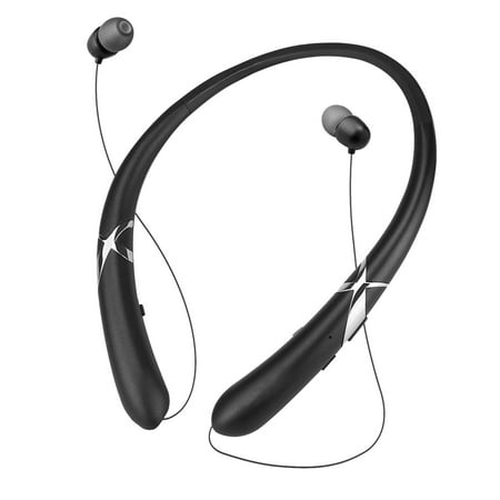 Aircraft Headset Adapter - Bluetooth Headphones, EEEKit Wireless Neckband Headset with Retractable Earbuds, HD Stereo Noise Cancelling Earphones in Ear Sweatproof Sports Headset with Mic