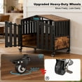 thumbnail image 5 of POAO 31"Heavy Duty Dog Crate Furniture with 360°Wheels,Dog Kennel Indoor for Small Dogs,Wooden Dog Cage with Feeding Window &Name Tag,Brown, 5 of 9
