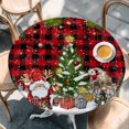 thumbnail image 2 of Red Plaid Christmas Round Tablecloth, Fitted Table Cover with Elastic for 36"-44" Round Tables, Gnomes Xmas Tree Snowflake Winter Gifts Table Cloth Outdoor Indoor Dinning Party Waterproof Tablecloths, 2 of 7