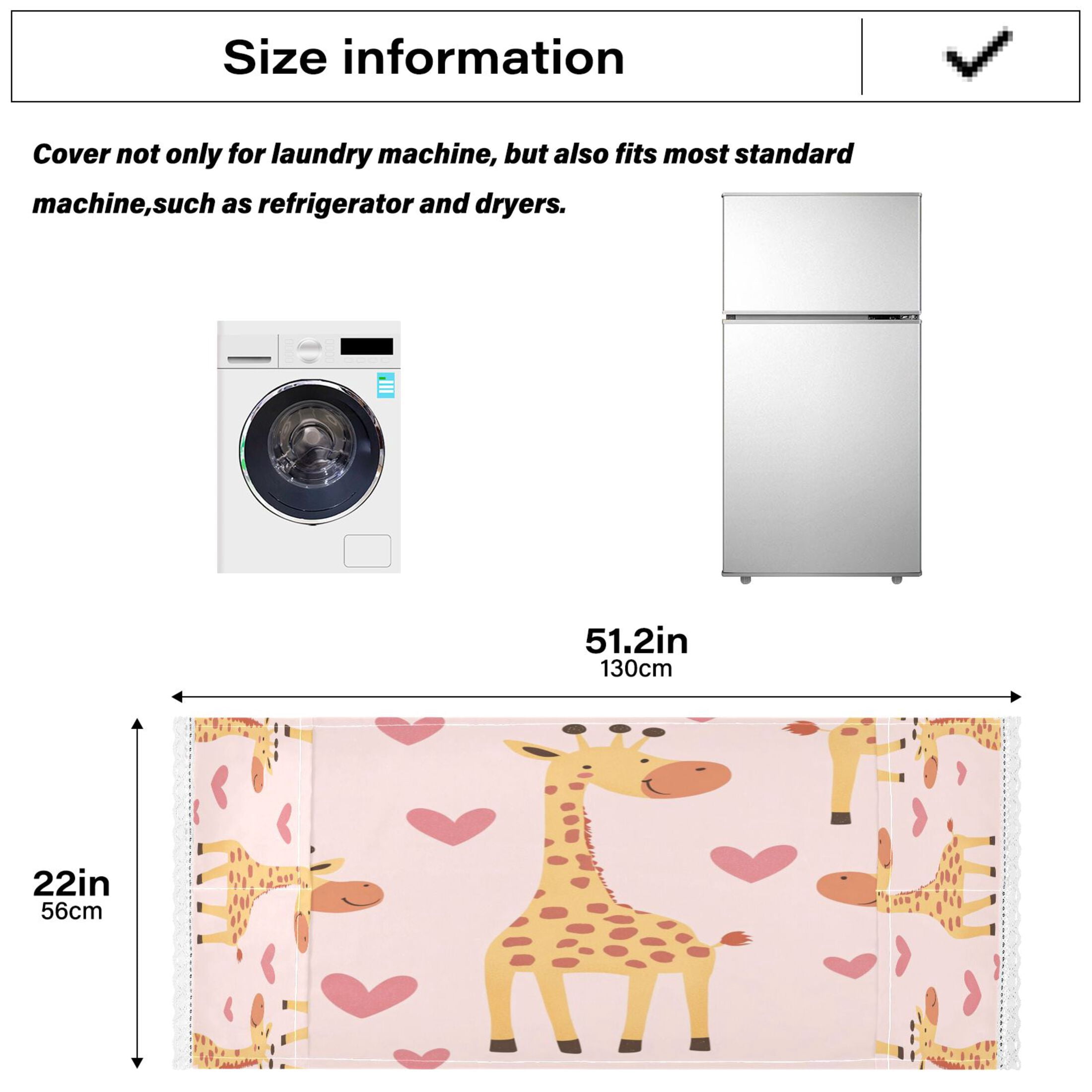 WOBOGO Adorable Cartoon Giraffes Heart Pattern Washing Machine Cloth Dryer Refrigerator Top Cover Protective Non-Slip Mat For Kitchen Laundry