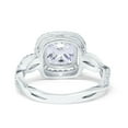 thumbnail image 3 of Simulated Cubic Zirconia Size-8 Infinity Shank Cushion Cut Art Deco Halo Engagement Ring 925 Sterling Silver, 3 of 7