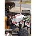 thumbnail image 4 of Outdoor Tablecloth with Umbrella Hole and Zipper, Black Christmas Square Table Cloth 54x54 Inch Waterproof Tablecloth, Snowman Xmas Tree Ball Elk Snowflake Picnic Table Cover for Patio Camping, 4 of 7
