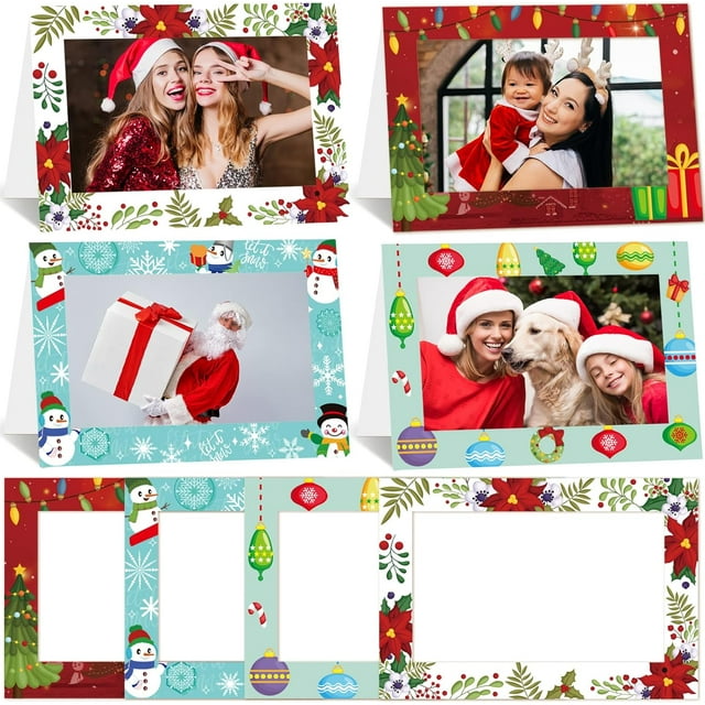 Christmas Photo Frame Cards 40 Pack Holiday Picture Frame Greeting Card with Envelopes for Classroom Home Party