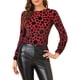thumbnail image 1 of INSPIRAR CHIC Blusa de terciopelo con estampado de puntos y mangas largas abullonadas S Roja, 1 of 6