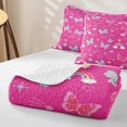 thumbnail image 4 of Homewish Girls Pink Twin Quilt Set,Cute Butterfly Rainbow Floral Twin Coverlet Set,2-Piece, 4 of 7