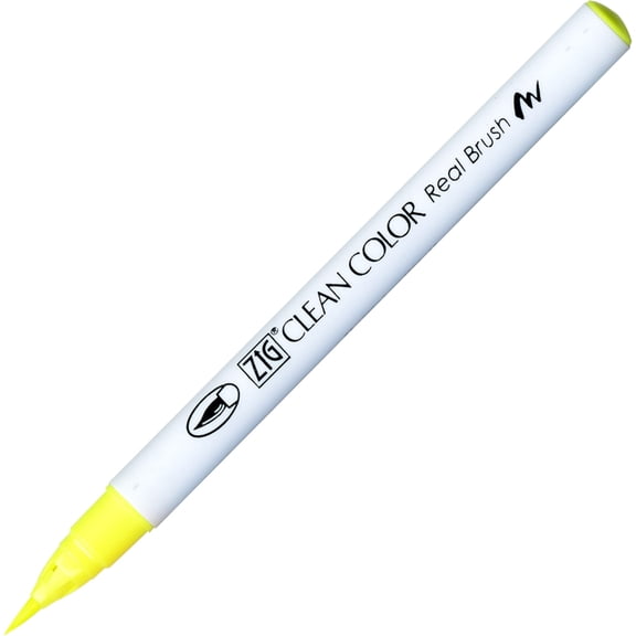 Kuretake Zig Clean Color Real Brush Marker, Fluorescent Yellow