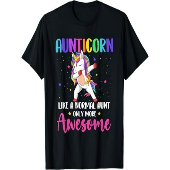 BESTLUCKY Aunticorn Like A Normal Aunt - Rainbow Unicorn T-Shirt