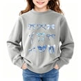 thumbnail image 5 of Girls Bow Print Sweatshirt Cute Long Sleeve Pullover Top for Kids Teens Fleece Lined Crew Neck Sweatshirts Casual Wear 12-13 Years Gray, 5 of 6