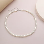 NOXIANG Imitation Pearl Necklace Simple All-Match Neck Chain Elegant Beads Choker Single Layer Jewelry for Women White