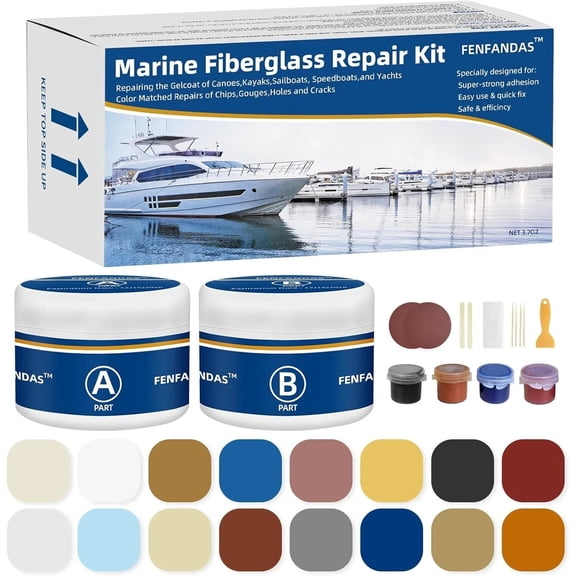 Fiberglass Boat Repair Kit (Color Match), Gel Coat Repair Kit for Boats, Marine