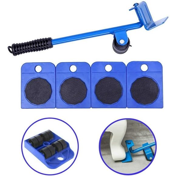 shiyou-Heavy Duty Furniture Lifter with 4 Sliders Appliance Roller Moving Tools for Sofa Refrigerator Cabinet, Max Up for 150KG/330LB, Easily Redesign and Rearrange Living Space (Blue)